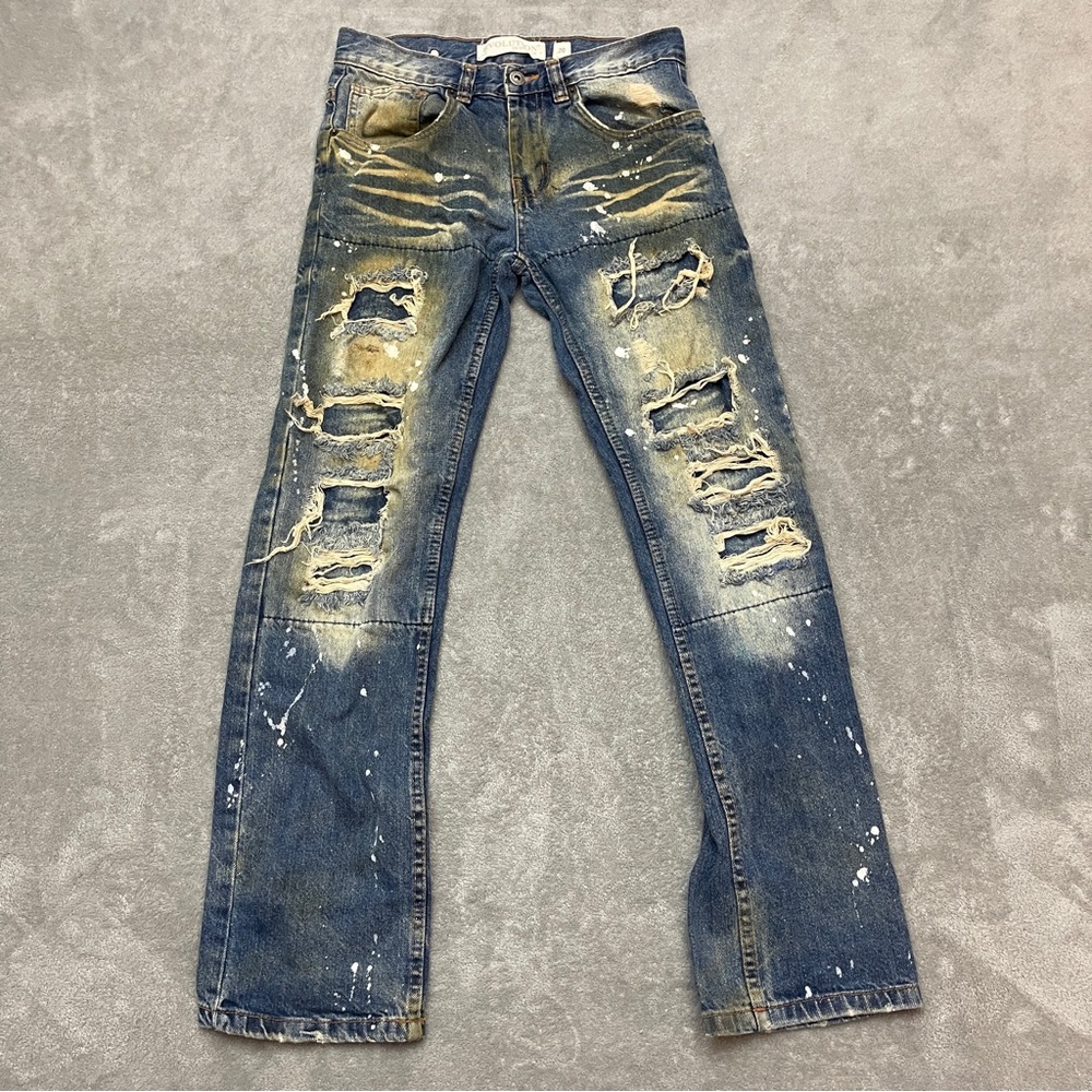 Evolution in Design Mens Jeans Size 20 Acid Wash Distressed 28x28 Skinny Stretch